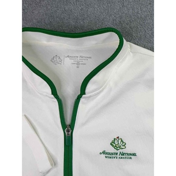 Tory Burch Sport x Augusta National Womens M 1/4 Zip Pullover White Green Golf - Picture 2 of 8